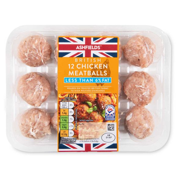 Ashfields British Chicken Meatballs 360g/12 Pack